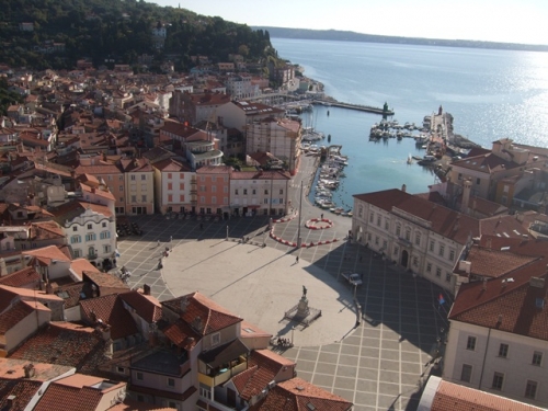 Vista de Piran desde el Campanile